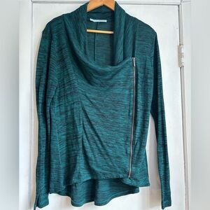 Maurices Teal Cowl Neck Sweater with Zipper